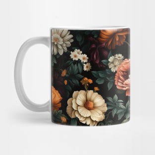 Dutch Nocturne: Luminous Floral Pastoral on Black Canvas Mug